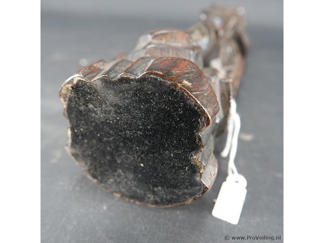 Antiek chinees houtsnijwerk met inleg - afbeelding 5 van  5