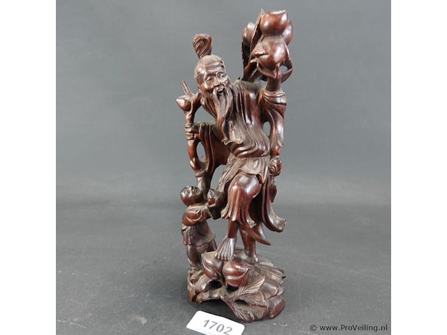 Antiek chinees rozenhouten snijwerk van shouxing, de god van de lang levensduur - afbeelding 1 van  5