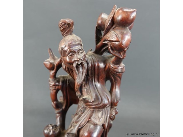Antiek chinees rozenhouten snijwerk van shouxing, de god van de lang levensduur - afbeelding 2 van  5