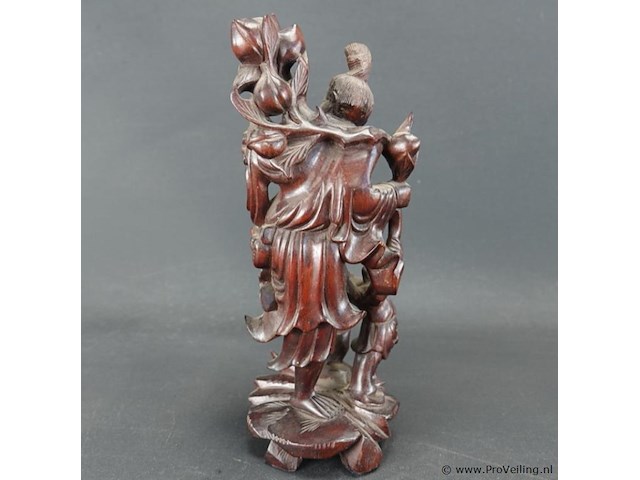 Antiek chinees rozenhouten snijwerk van shouxing, de god van de lang levensduur - afbeelding 3 van  5