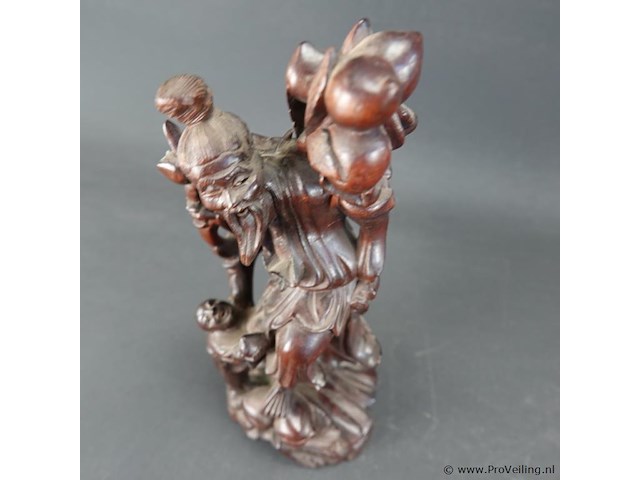 Antiek chinees rozenhouten snijwerk van shouxing, de god van de lang levensduur - afbeelding 4 van  5