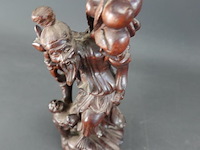 Antiek chinees rozenhouten snijwerk van shouxing, de god van de lang levensduur - afbeelding 4 van  5