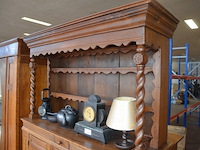 Antiek eiken houten kast 2 deuren en 1 lade met opzet afm. 145x50x200 met scultuur 1774 - afbeelding 6 van  8