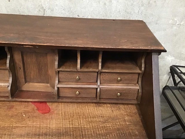 Antiek eiken secretaire - afbeelding 1 van  2