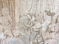 Antiek frans gobelin (19de eeuw) in houten lijst - afbeelding 4 van  5