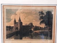 Antiek gravure oostpoort in delft - afbeelding 2 van  5