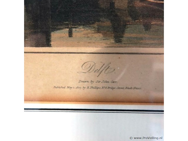 Antiek gravure oostpoort in delft - afbeelding 3 van  5