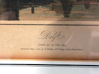 Antiek gravure oostpoort in delft - afbeelding 3 van  5