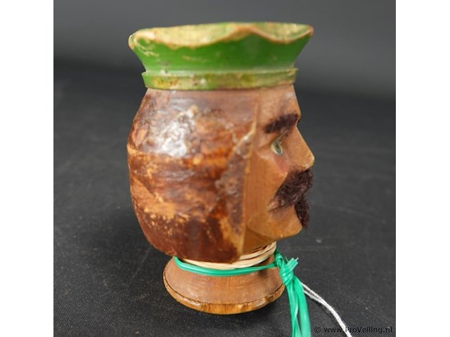 Antiek houten hoofd voor een handpop - afbeelding 2 van  5