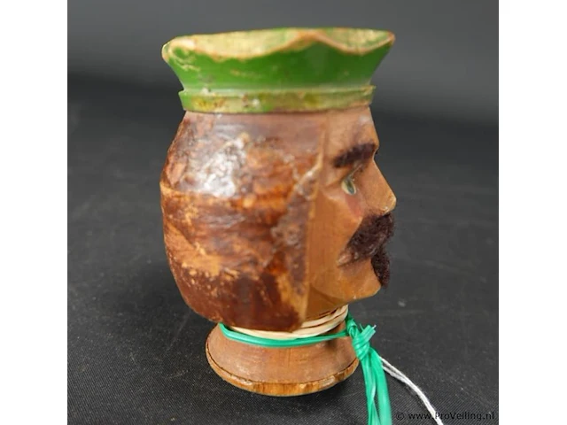 Antiek houten hoofd voor een handpop - afbeelding 2 van  5