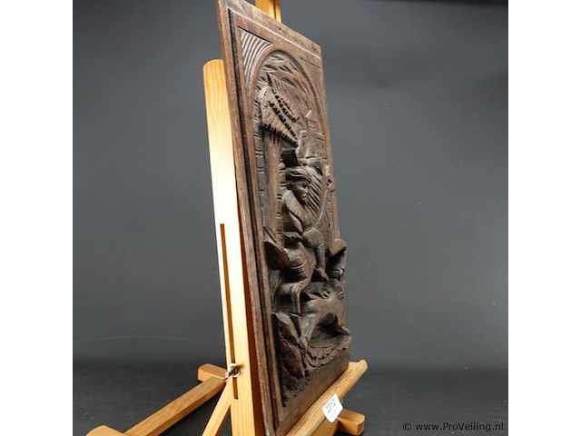 Antiek houtsnijwerk op plaat - afbeelding 3 van  5