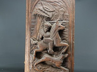 Antiek houtsnijwerk op plaat - afbeelding 1 van  5