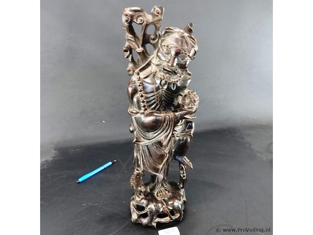 Antiek in rozenhout gesneden li tieguai, een van de acht onsterfelijken uit de chinese taoïstische traditie - afbeelding 2 van  5