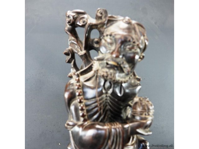 Antiek in rozenhout gesneden li tieguai, een van de acht onsterfelijken uit de chinese taoïstische traditie - afbeelding 3 van  5