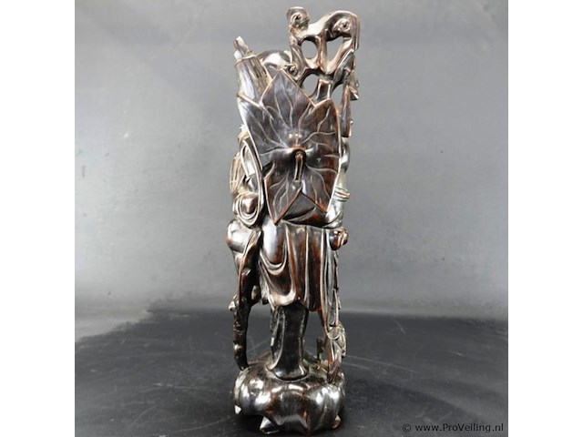 Antiek in rozenhout gesneden li tieguai, een van de acht onsterfelijken uit de chinese taoïstische traditie - afbeelding 4 van  5