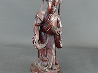 Antiek in rozenhout gesneden oosterse figuur - afbeelding 1 van  5