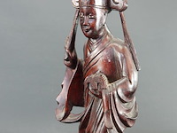 Antiek in rozenhout gesneden oosterse figuur - afbeelding 3 van  5