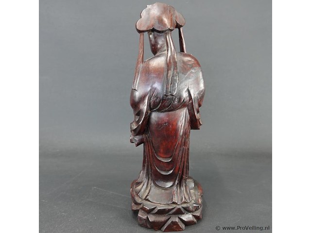 Antiek in rozenhout gesneden oosterse figuur - afbeelding 4 van  5