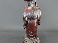 Antiek in rozenhout gesneden oosterse figuur - afbeelding 4 van  5