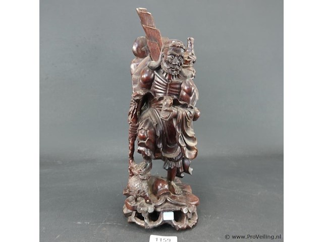 Antiek in rozenhout gesneden oosterse figuur - afbeelding 1 van  5