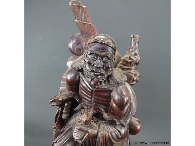 Antiek in rozenhout gesneden oosterse figuur - afbeelding 2 van  5