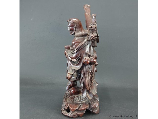 Antiek in rozenhout gesneden oosterse figuur - afbeelding 3 van  5