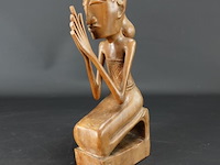 Antiek in teakhout gesneden indisch beeld - afbeelding 1 van  5