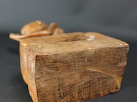 Antiek in teakhout gesneden indisch beeld - afbeelding 5 van  5