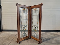 Antiek kamerscherm van glas-in-lood - afbeelding 1 van  8