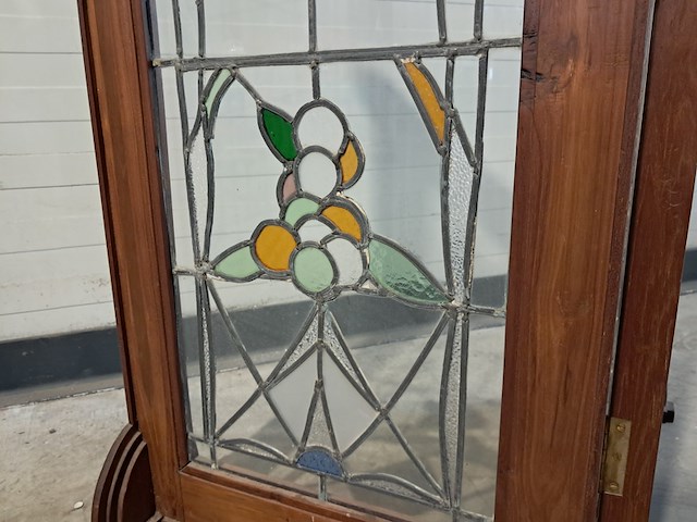 Antiek kamerscherm van glas-in-lood - afbeelding 5 van  8
