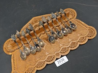 Antiek kerfsnee lepelrek met lepeltjes - afbeelding 2 van  5