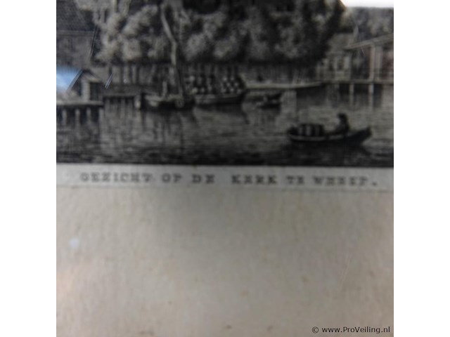 Antiek kopergravure gezigt op de kerk te wezep - afbeelding 3 van  5