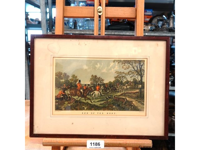 Antiek prent getiteld "end of the hunt" - afbeelding 1 van  5