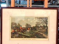 Antiek prent getiteld "end of the hunt" - afbeelding 2 van  5