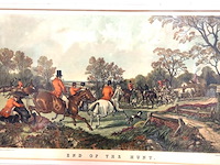 Antiek prent getiteld "end of the hunt" - afbeelding 3 van  5