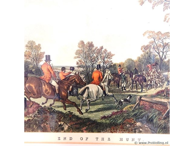 Antiek prent getiteld "end of the hunt" - afbeelding 4 van  5