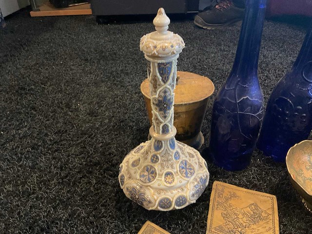 Antiek schilderij, glas in lood - afbeelding 2 van  10