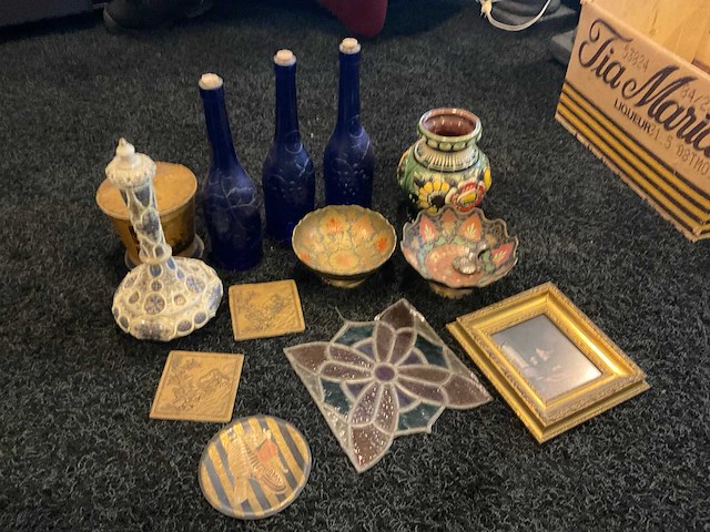 Antiek schilderij, glas in lood - afbeelding 3 van  10