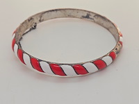 Antiek sterling zilveren armband cloisonné - afbeelding 1 van  5