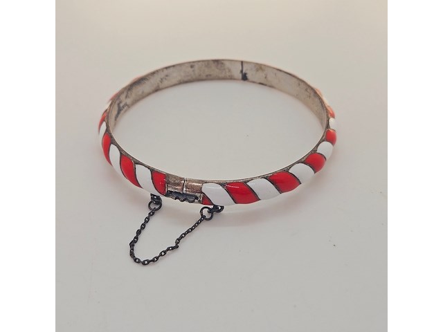 Antiek sterling zilveren armband cloisonné - afbeelding 2 van  5