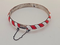 Antiek sterling zilveren armband cloisonné - afbeelding 2 van  5