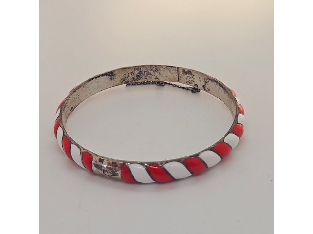 Antiek sterling zilveren armband cloisonné - afbeelding 3 van  5