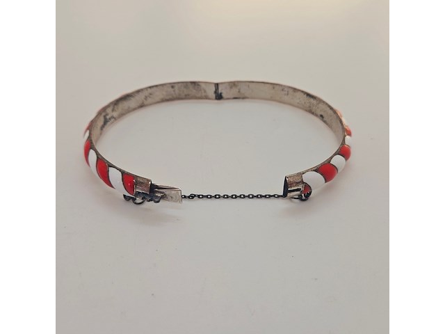 Antiek sterling zilveren armband cloisonné - afbeelding 4 van  5