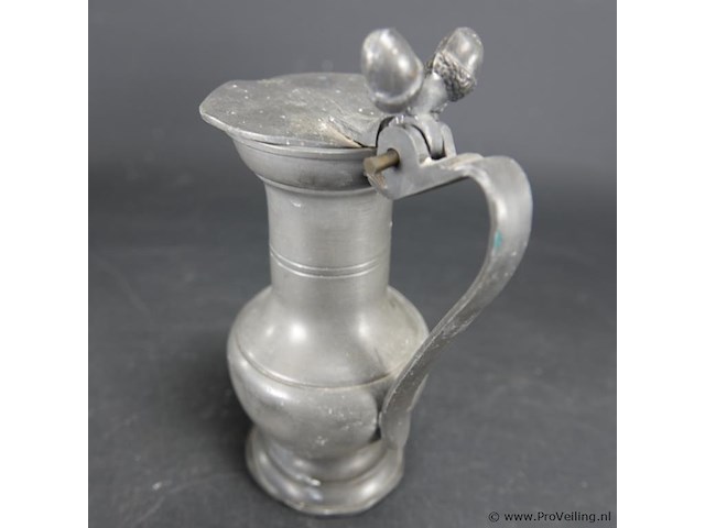 Antiek tinnen eikeltjes kans - afbeelding 2 van  5