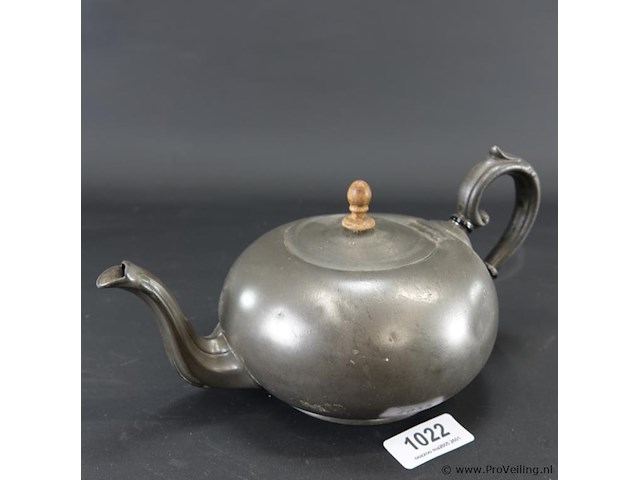 Antiek tinnen theepot - afbeelding 1 van  5