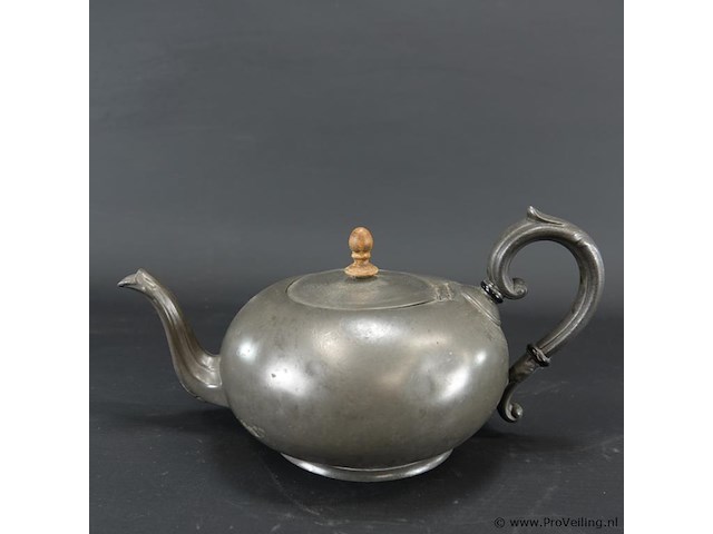 Antiek tinnen theepot - afbeelding 2 van  5