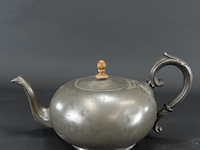Antiek tinnen theepot - afbeelding 2 van  5