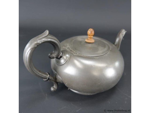 Antiek tinnen theepot - afbeelding 3 van  5