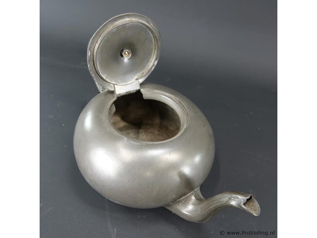 Antiek tinnen theepot - afbeelding 4 van  5