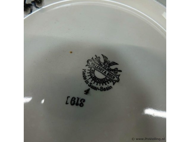 Antiek villeroy & boch wandbord met een landschap en paarden - afbeelding 5 van  5